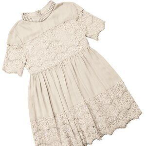 Miss Barbara Pearls Women's Beige Lace Dress
